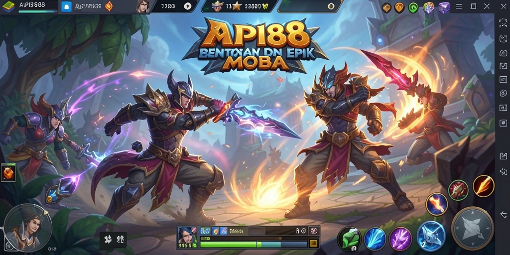 Tangkapan layar menampilkan aksi seru gameplay MOBA API88.