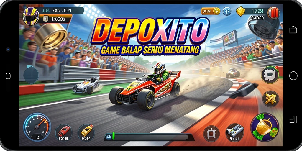 Screenshot gameplay balap DEPOXITO yang mendebarkan.