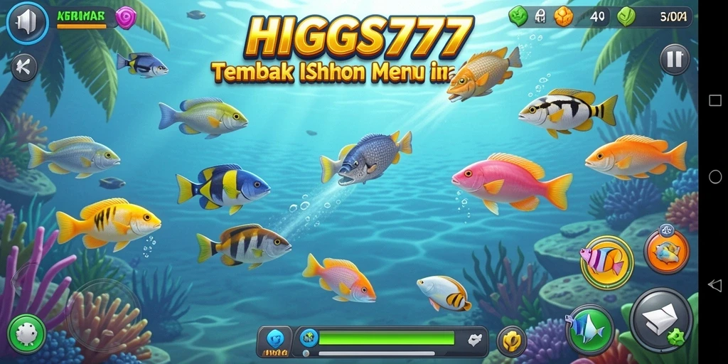 Tampilan menarik dari gameplay HIGGS777 dengan ikan berwarna-warni.
