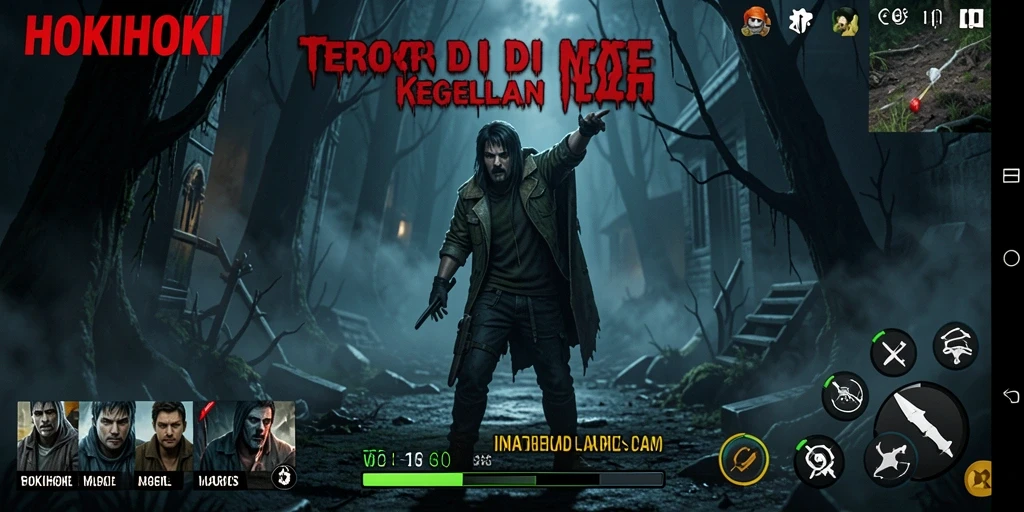 Tangkapan layar HOKIHOKI menunjukkan suasana gameplay yang menegangkan dan mencekam.