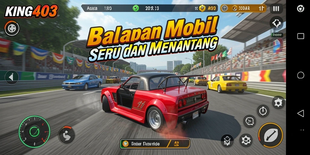 Tampilan gameplay balapan yang mendebarkan dan interaktif.