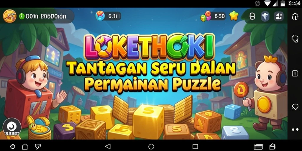 Screenshot gameplay LOKETHOKI menampilkan teka-teki yang penuh warna.