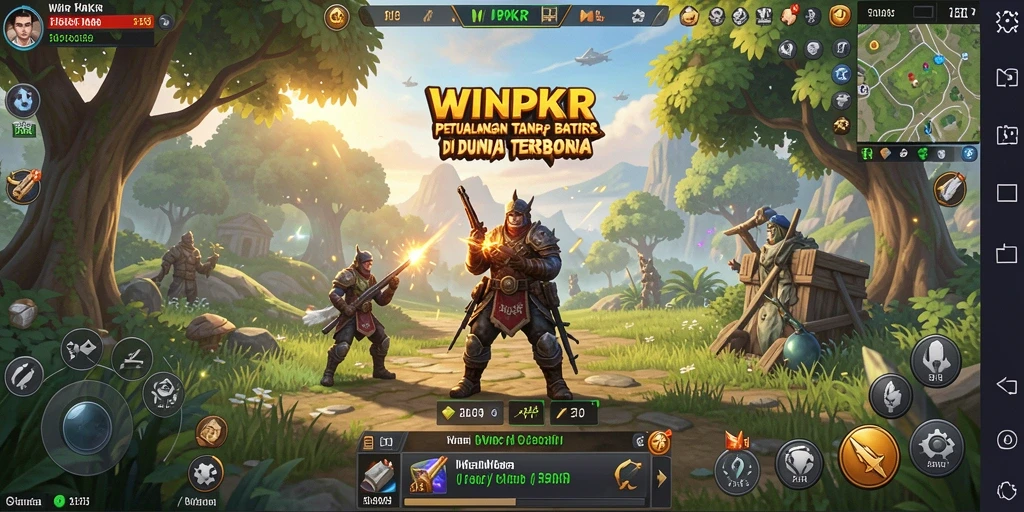 Tampilan gameplay <strong>WINPKR</strong> menunjukkan petualangan yang mendebarkan di dunia terbuka.