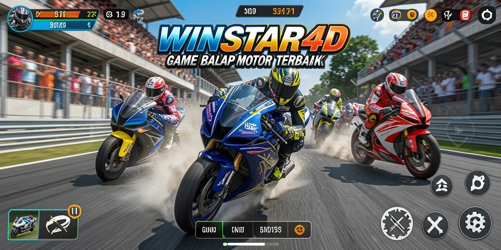 Tampilan gameplay balap motor yang seru dan menegangkan.